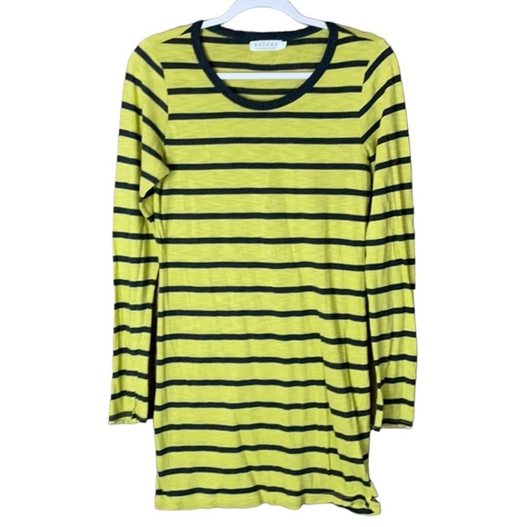 Velvet by Graham & Spencer yellow gray stripe tunic top Size Large - Picture 1 of 7